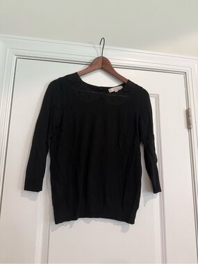 LOFT Black Lace Peter Pan Collar Sweater